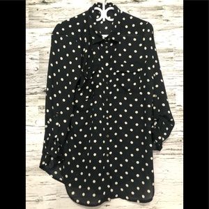 Lily Morgan sheer button down tunic length blouse